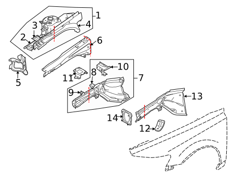 Structural Components & Rails for 2005 Volvo S40 #0