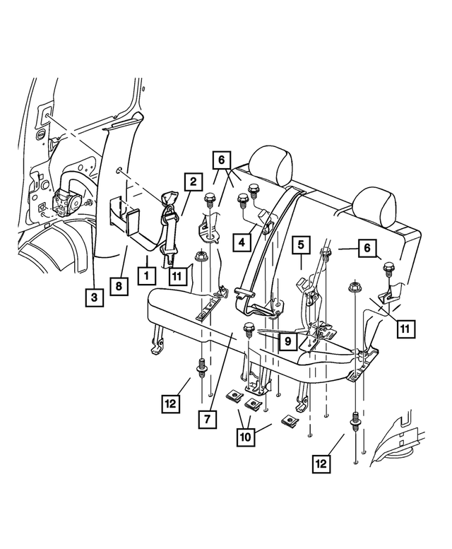5HG371L8AF - : Rear Outer Seat Belt, Left for Mopar Image