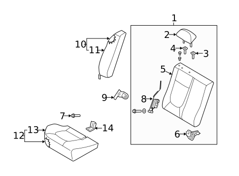 Rear Seat Components for 2009 Kia Spectra5 #0