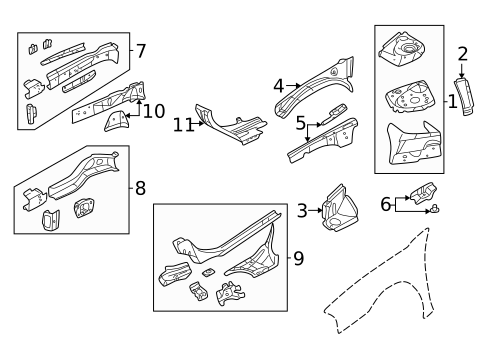 Structural Components & Rails for 2003 Chrysler Sebring #2