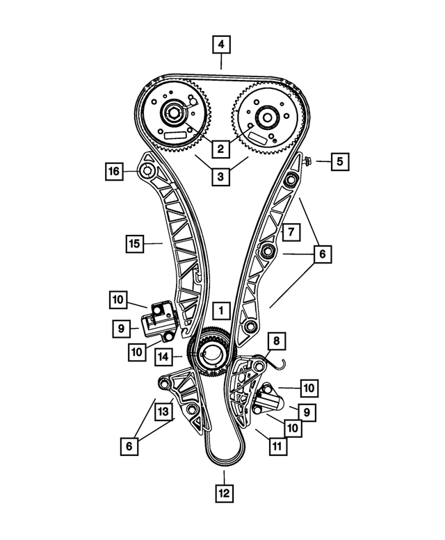 4884587AB - 2.4L Gas; Engine: Engine Timing Chain &amp; Gear Kit for Mopar Image