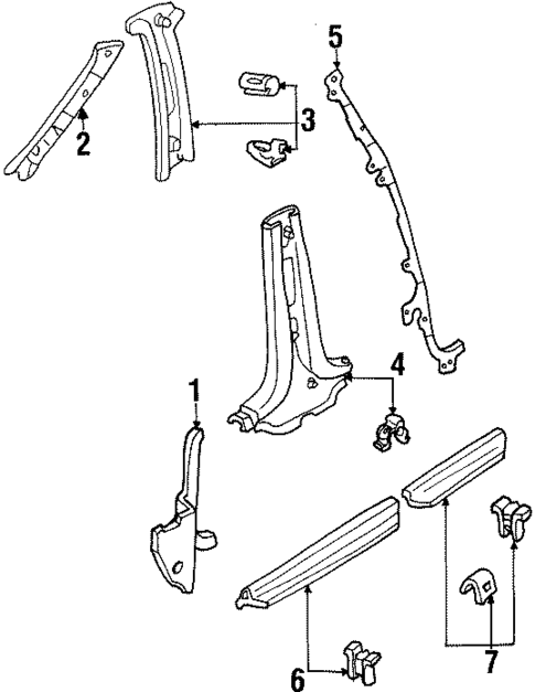 Interior Trim - Pillars for 1998 Ford Escort #0