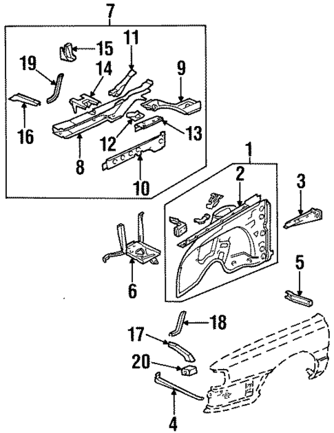 Inner Structure & Rails for 1988 Audi 5000 #0