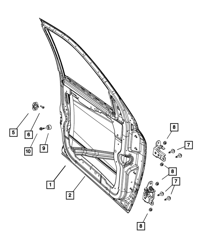 68082095AA - Doors, Door Mirrors and Related Parts: Front Door, Left for Mopar Image