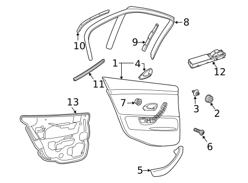 Interior Trim - Rear Door for 2008 Saab 9-3 #0