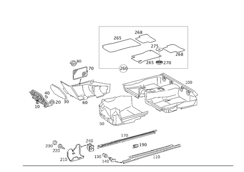 Front Panel Pillar Panelling, Lining on Floor and Footrest for 2002 Mercedes-Benz C 320 #0