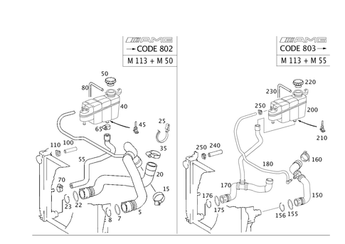 Expansion Tank, Mounting and Hoses for 2002 Mercedes-Benz CL55 AMG #0