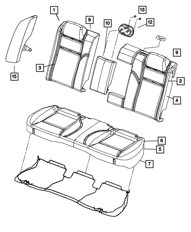 1AP111DVAA - Interior Trim: Rear Seat Cushion Cover for Mopar Image