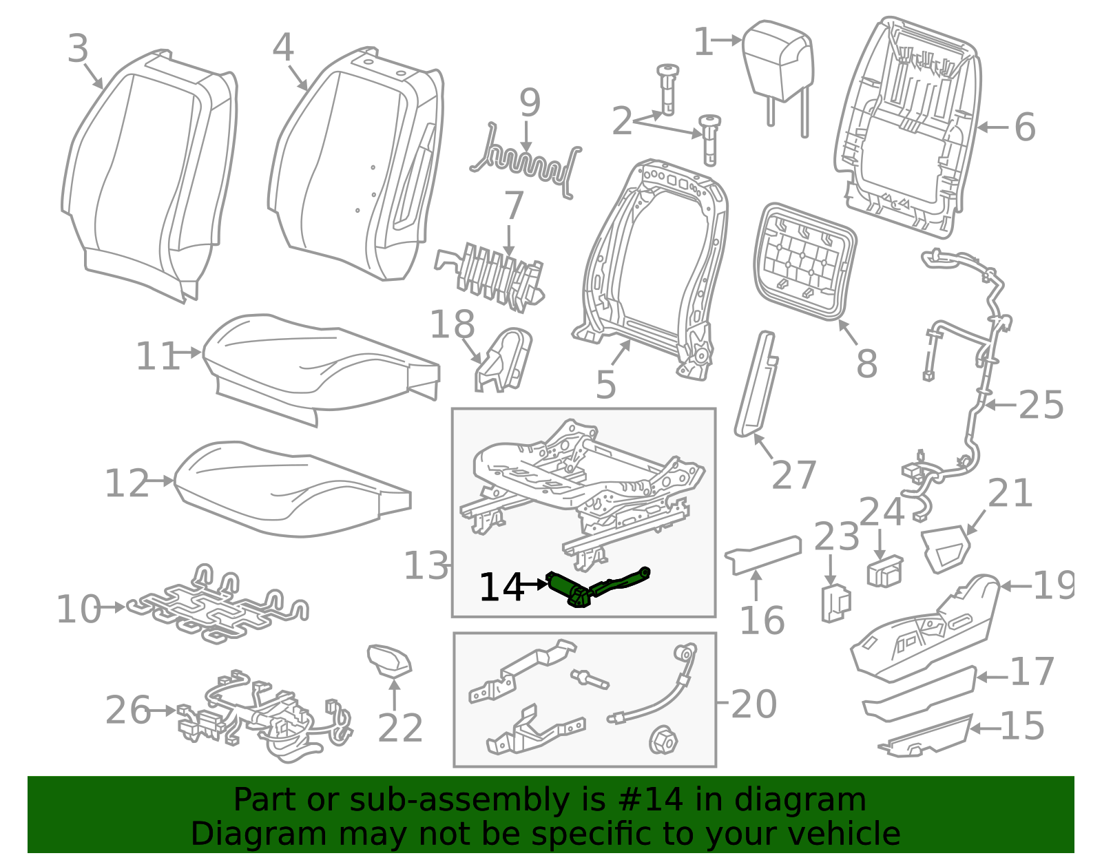 2010-2020 GM Front Seat Vertical Adjuster Actuator 13578632 | OEM Parts ...