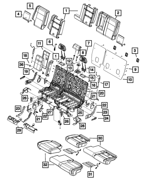 Rear Seats - Second Row for 2020 Jeep Grand Cherokee #6