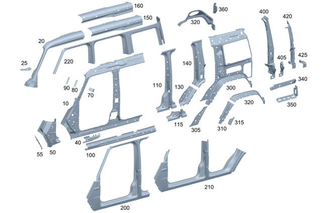 4656308100 - Side Walls: Stiffener, a-Pillar for Mercedes-Benz Image image