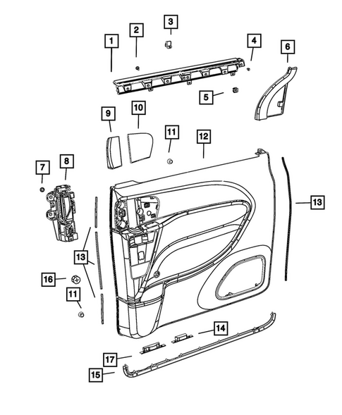 Door Trim Panels - Front and Rear for 2022 Chrysler Pacifica #1