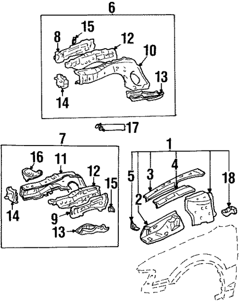 Structural Components & Rails for 1998 Chevrolet Prizm #0