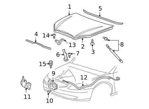 Hood & Components for 2000 Ford Taurus #0