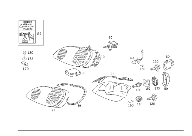 2208204561 - Electrical System: Lamp Unit for Mercedes-Benz Image image