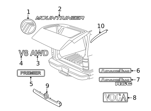 Exterior Trim - Lift Gate for 2005 Mercury Mountaineer #0