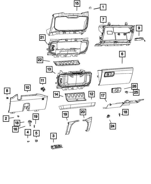 « 4685164 – Interior Trim : Trou De Lampe De Boîte à Gants Couvercle pour Mopar Image »