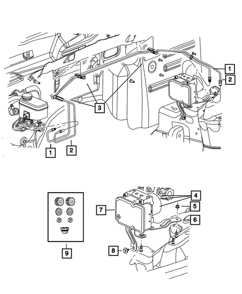 Hydraulic Control Unit, Brake Tubes and Hoses for 2011 Jeep Liberty #3
