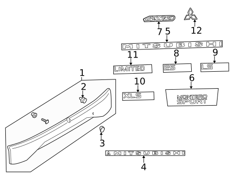 Exterior Trim - Lift Gate for 1998 Mitsubishi Montero Sport #0