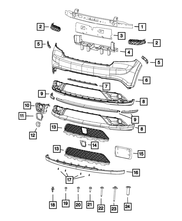 1XV00TZZAB - Frame, Bumper and Fascia: Front Lower Fascia for Mopar Image