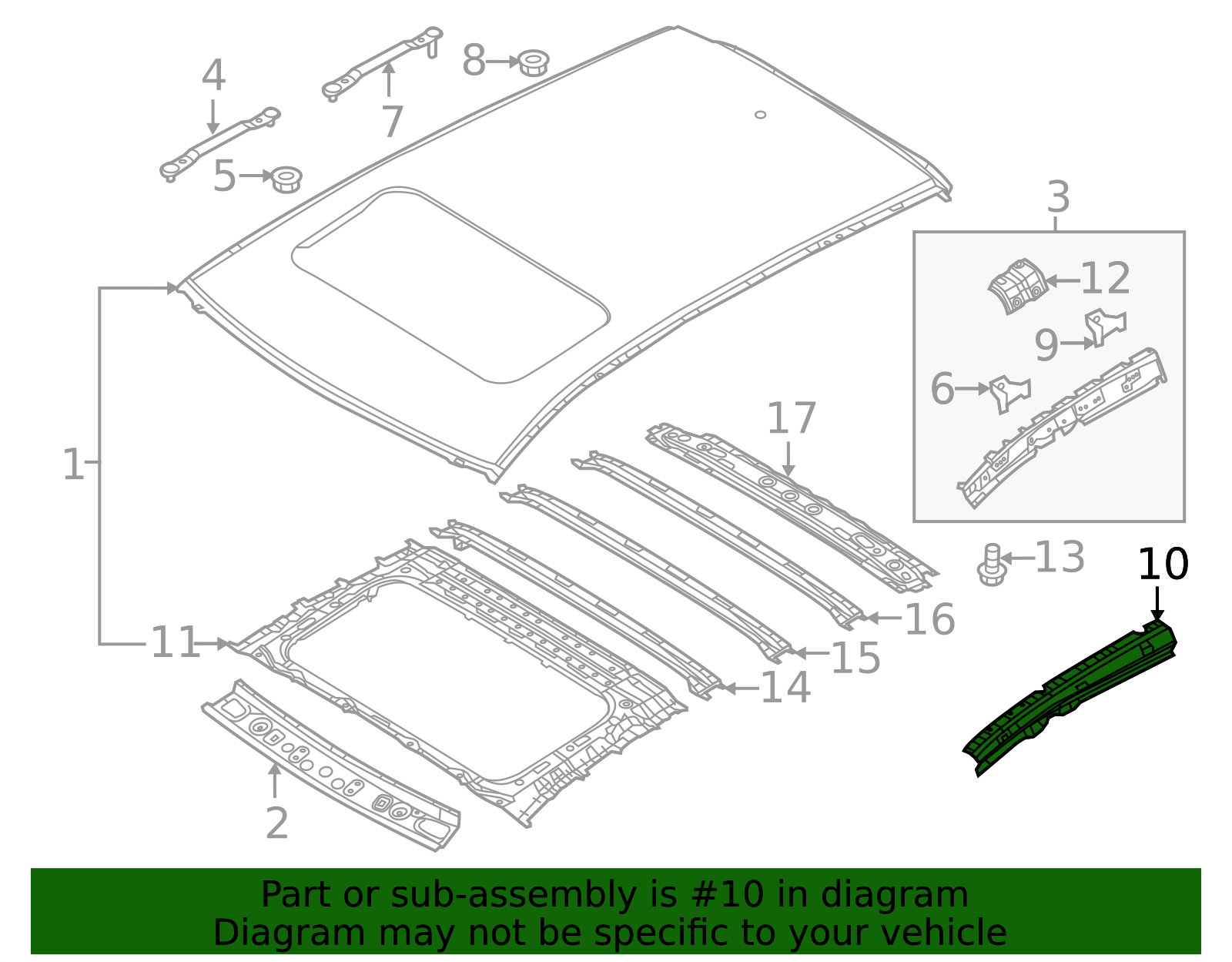 KB7W-70-252A - Roof Side Rail Reinforcement 2017-2025 Mazda CX-5