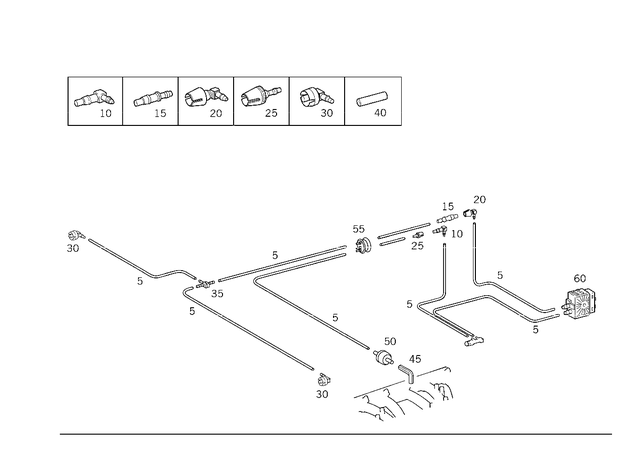 1581435 - Vacuum System/Hydraulic System: Piping for Mercedes-Benz Image image