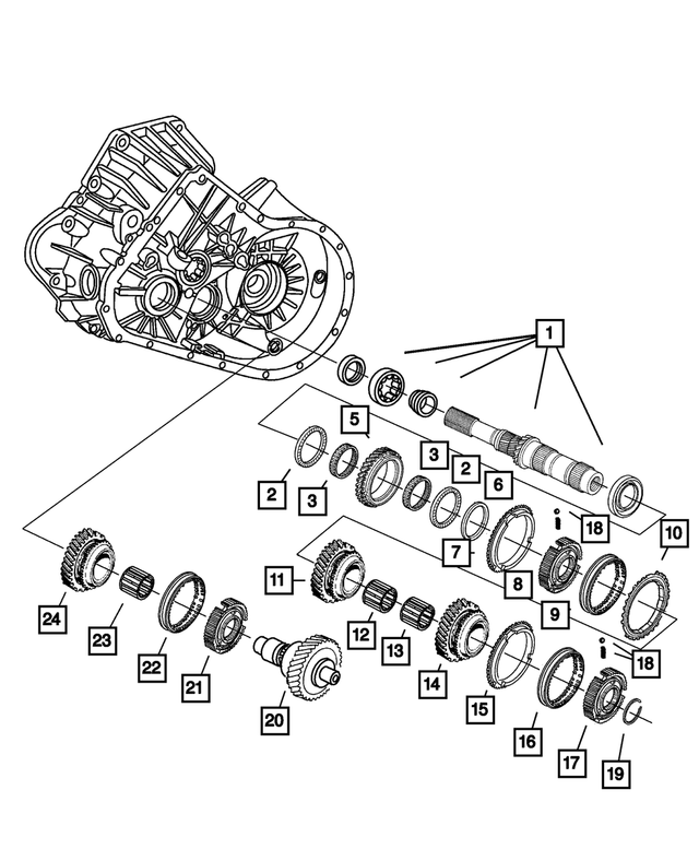 5096107AA - Getrag Manual Transaxle 5 Speed: Input Shaft for Mopar Image