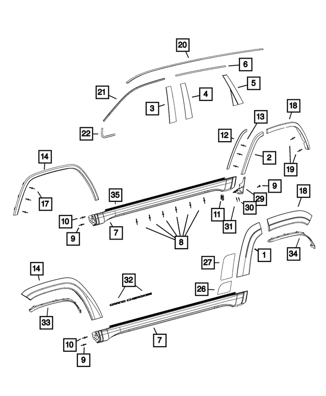 1XA31RXFAC - Exterior Ornamentation: Wheel Flare Molding, Left for Jeep: Grand Cherokee, Grand Cherokee WK Image