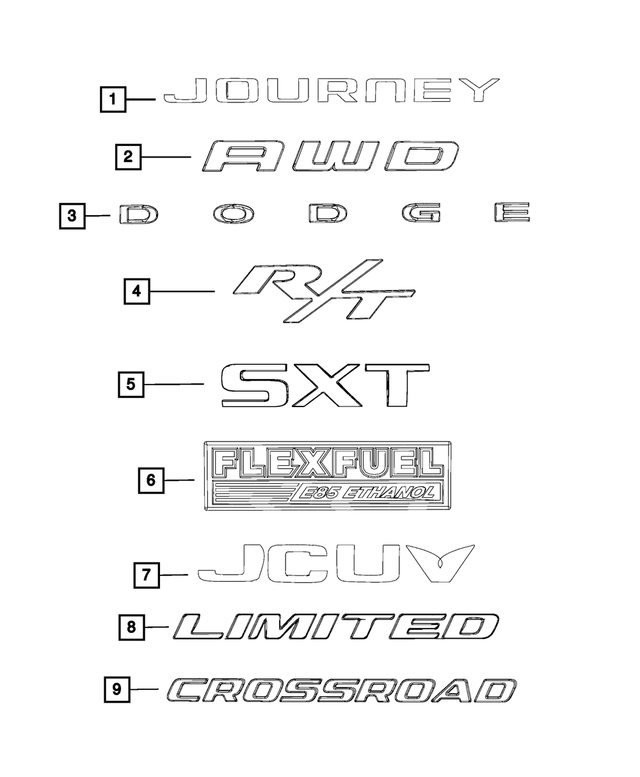 5113652AA - Exterior Ornamentation: Nameplate for Mopar Image