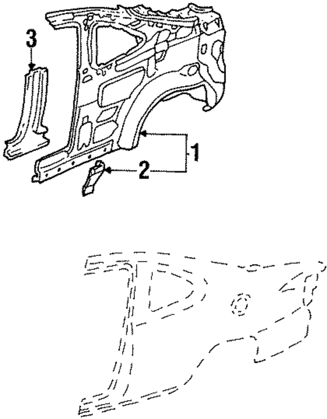 3S4Z6327858AA - Body: Inner Quarter Panel for Ford: Escort Image