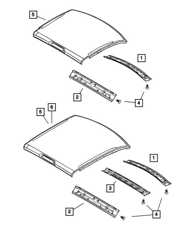 55275801AA - Body Sheet Metal Except Doors: Roof Front Header for Dodge: Ram 1500, Ram 2500, Ram 3500 Image