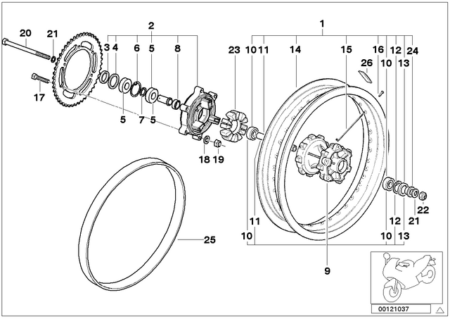 36312345806 - : Wheel Rim Rear - 3.00X17 for BMW-Motorrad Image