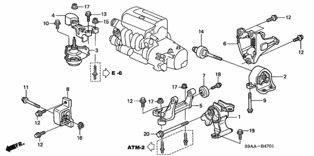 Engine Mounts (AT) (2WD) for 2006 Honda CR-V #0