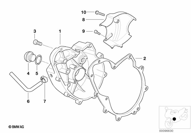 11147685489 - Engine: Motor Housing Cover, Silver, Right -  for BMW-Motorrad Image