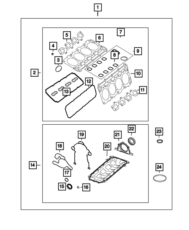 68294132AB - 5.7L HEMI Gas; Engine: Long Block Engine Gasket Kit for Mopar Image