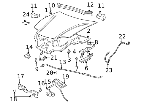 Hood & Components for 1999 Chevrolet Cavalier #0