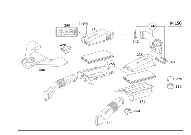 2730902301 - Chassis Sheet Metal/Air Intake: Damping Air Filter for Mercedes-Benz: 300S, C300, C350, CL550, CLS550, E550, GLK350, S400 Image image