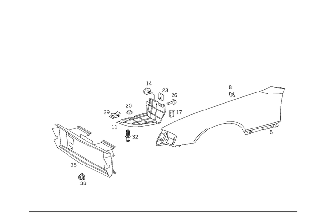 1298800118 - Attachment Parts: Fender, Left for Mercedes-Benz Image image