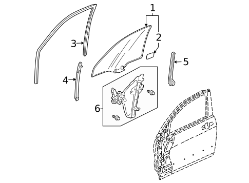 Glass - Front Door for 2005 Acura TSX #0