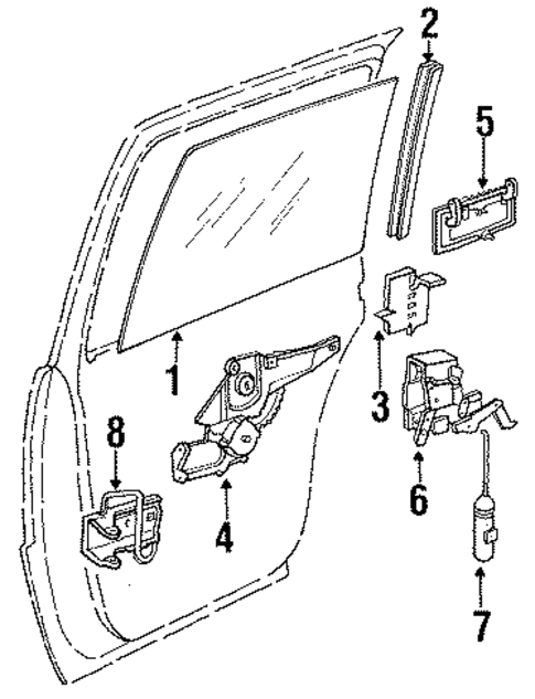 Glass - Rear Door for 1990 Dodge Dynasty #0