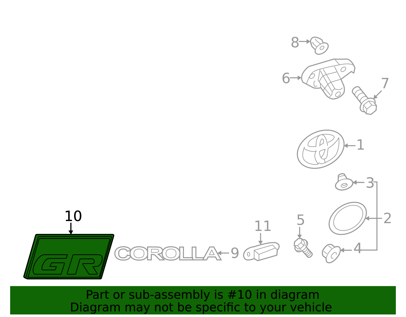 2023-2025 Toyota GR Corolla Hatch Emblem 75441-12B40 | OEM Parts Online