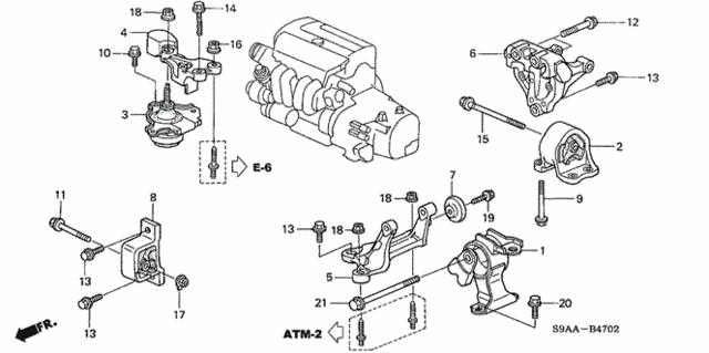 Engine Mounts (AT) (4WD) for 2006 Honda CR-V #0