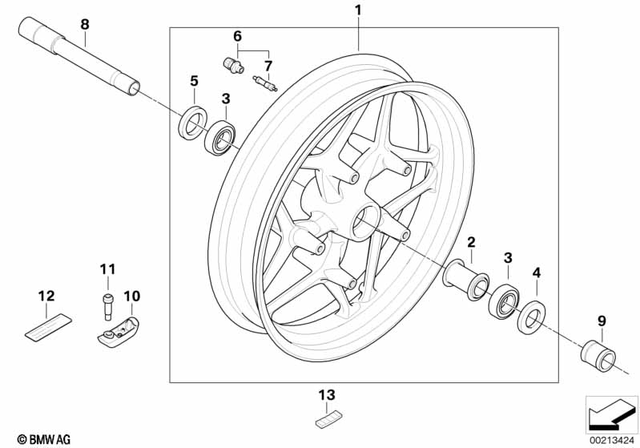 36317696159 - Wheels and Tires: Silver Front Wheel - 3.50X17 rdc for BMW-Motorrad Image image