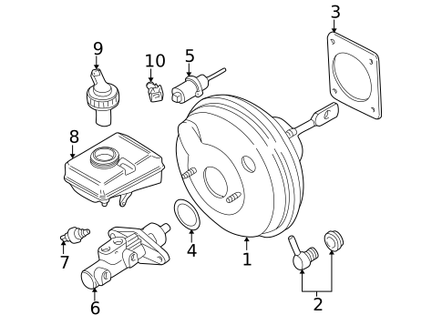 Master Cylinder - Components On Dash Panel for 1999 Volvo V70 #0