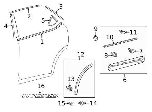 Exterior Trim - Rear Door for 2018 Lexus RX450hL #0