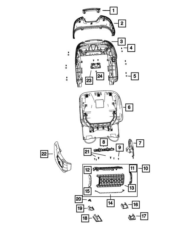 6PJ011T5AA - Interior Trim: Front Seat Back Panel for Mopar Image