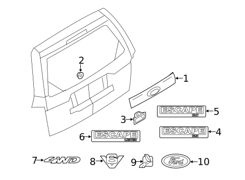 Exterior Trim - Lift Gate for 2009 Ford Escape #0