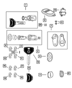 4778149 - Wiper/Lock Cylinder and Keys: Door Lock Cylinder Cap for Mopar Image