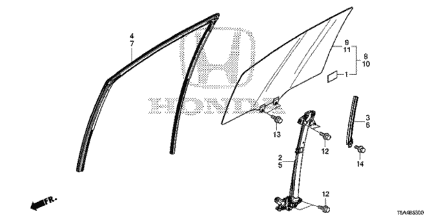 Front Door Glass  - Regulator for 2016 Honda Fit #0