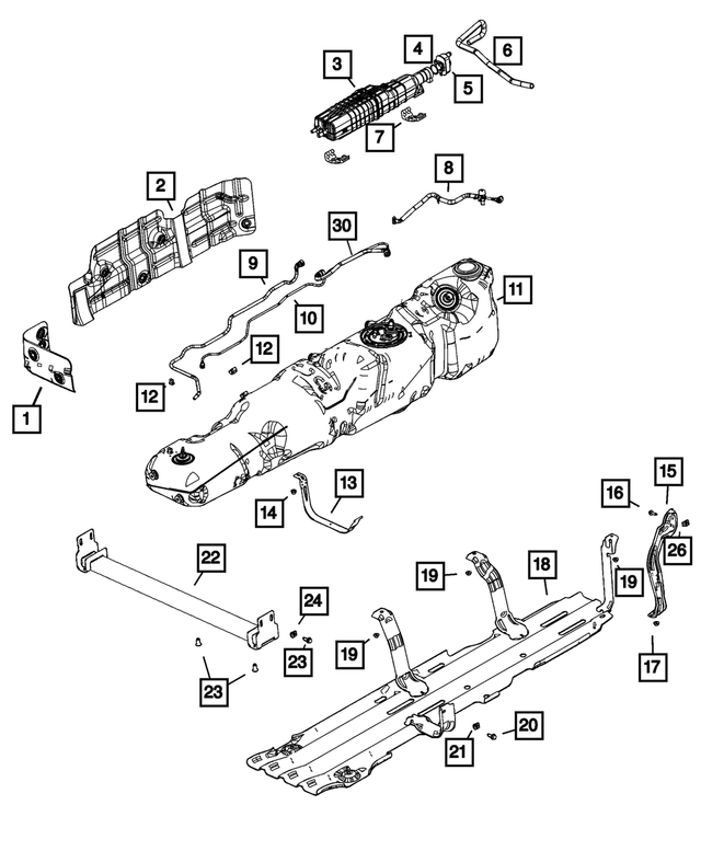 68549019AA - Fuel and Accelerator Pedal: Fuel Tank for Mopar Image image